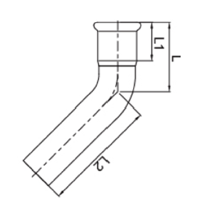 Bogen 45°, innen - aussen