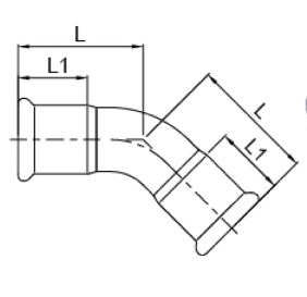 Bogen 45°, innen - innen