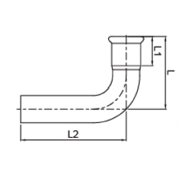 Bogen 90°, innen - aussen