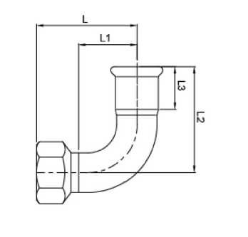 Übergangsbogen 90°, mit Innengewinde