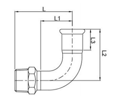 Übergangsbogen 90°, mit Aussengewinde, konisch